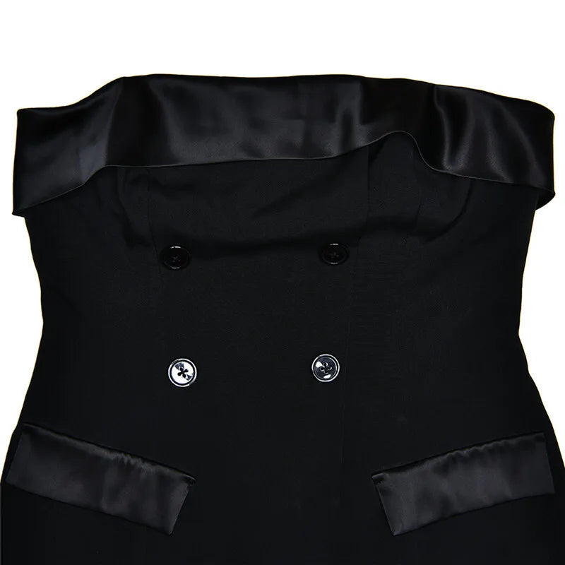 Strapless Mini Dress with Button and Faux Pocket Detail - Bonnie