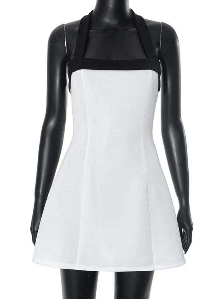Elegant mini dress with neck tie and open back - Anna El