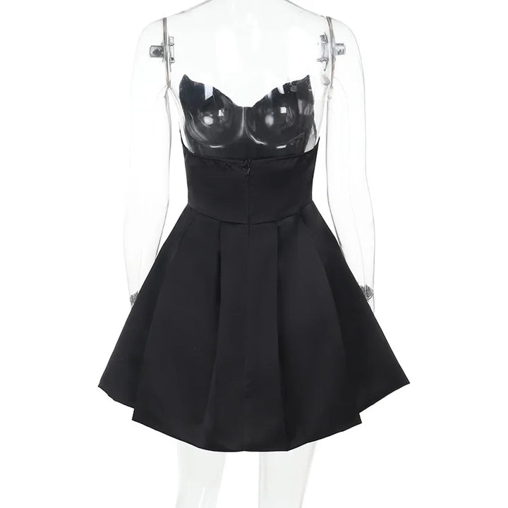 Strapless satin mini dress in A-line cut - Alina