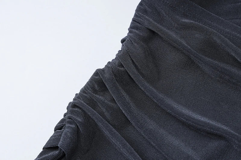 Knitted Suede Maxi Dress with Draped Collar, Open Back, and Tie Detail - Michaela
