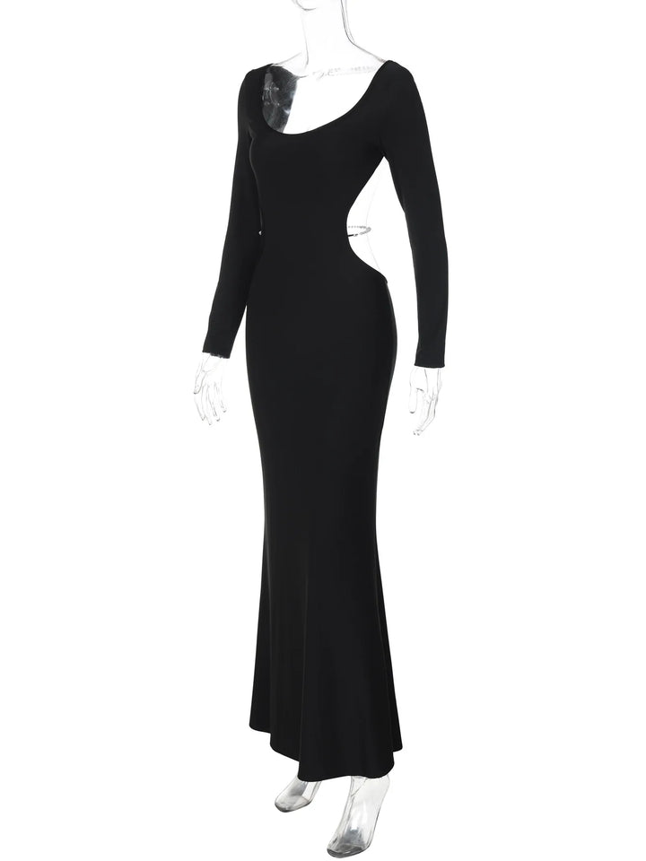 Maxi Dress with Open Back and Waist, Chain Decoration - Denis