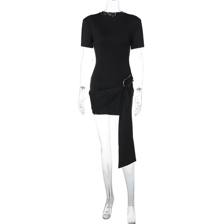 Mini dress with special design, buckle, and train decoration - Morgan