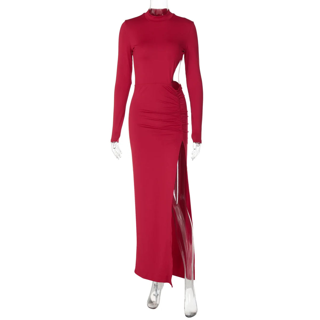 Maxi Dress with Waist Cutout and Deep Slit - Glinda
