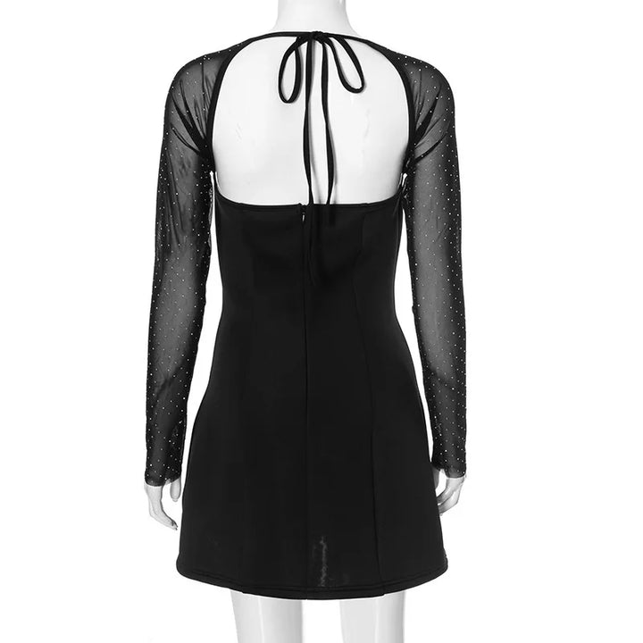 Mini Dress with Glitter Mesh Sleeves - GADE