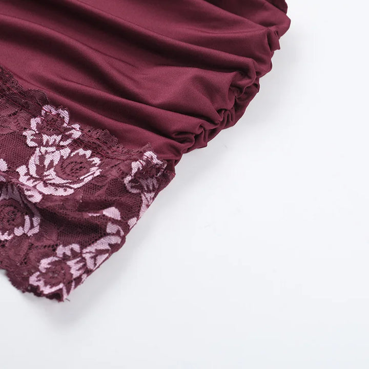 Fitted mini dress with cutouts and lace decoration - Mika