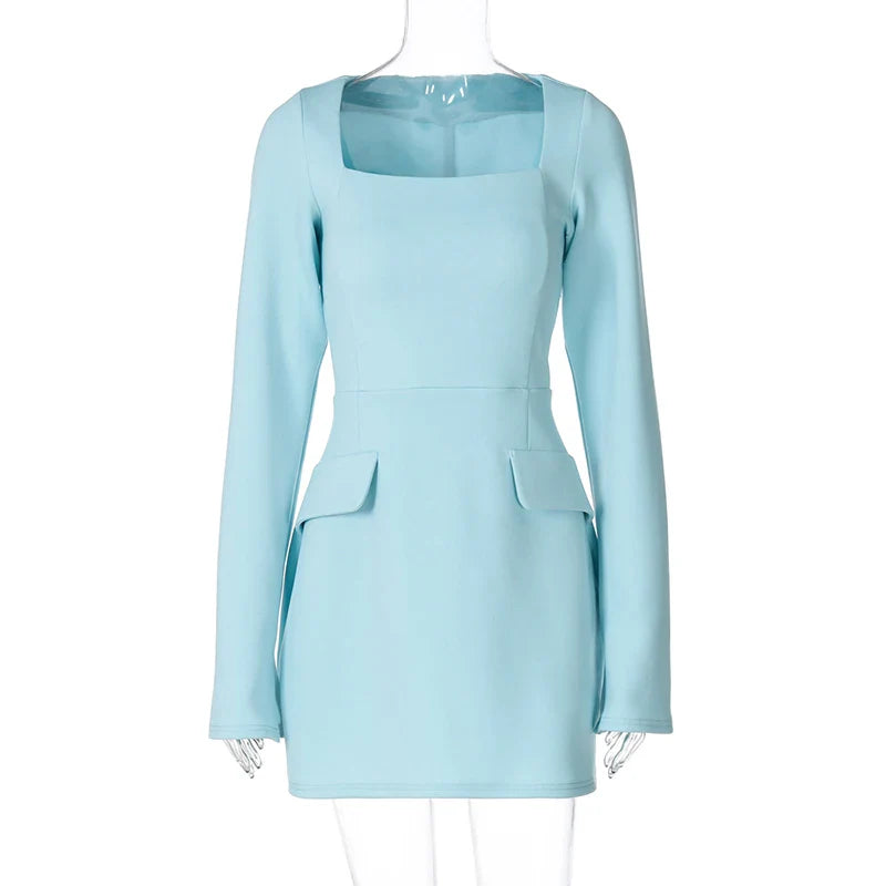 Tailored A-line mini dress with back tie waist and pocket detail - Yar