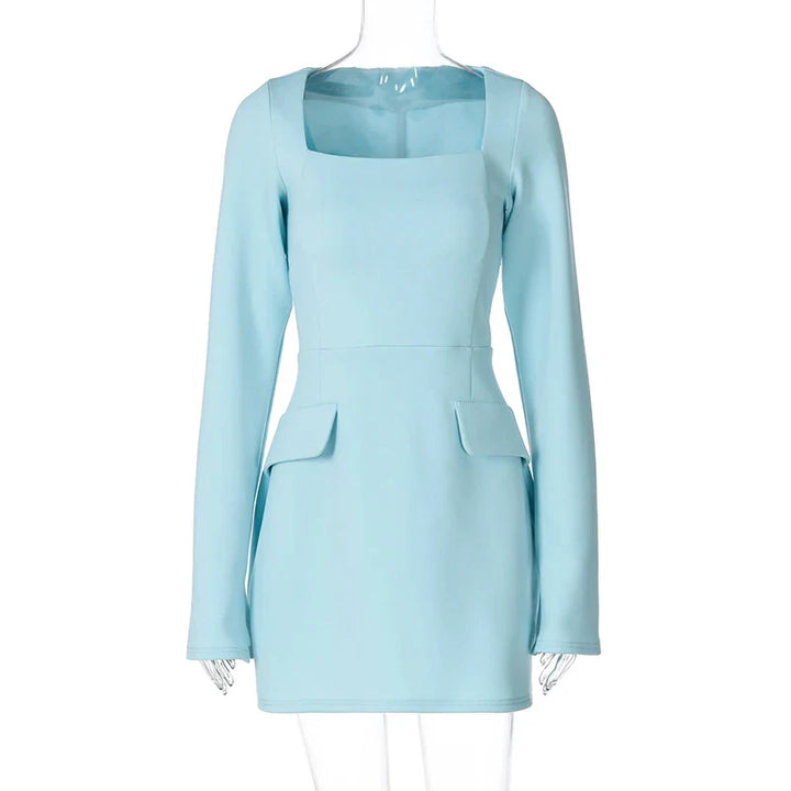 Tailored A-line mini dress with back tie waist and pocket detail - Yar