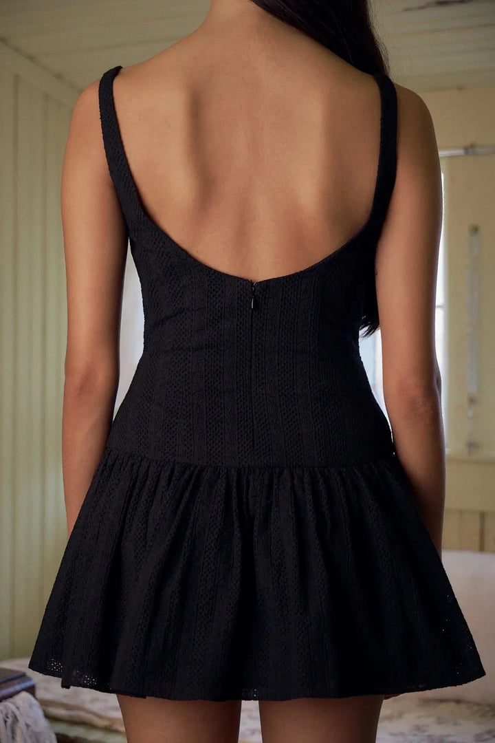 Mini Dress with Embroidery and Button Detail - Shaked