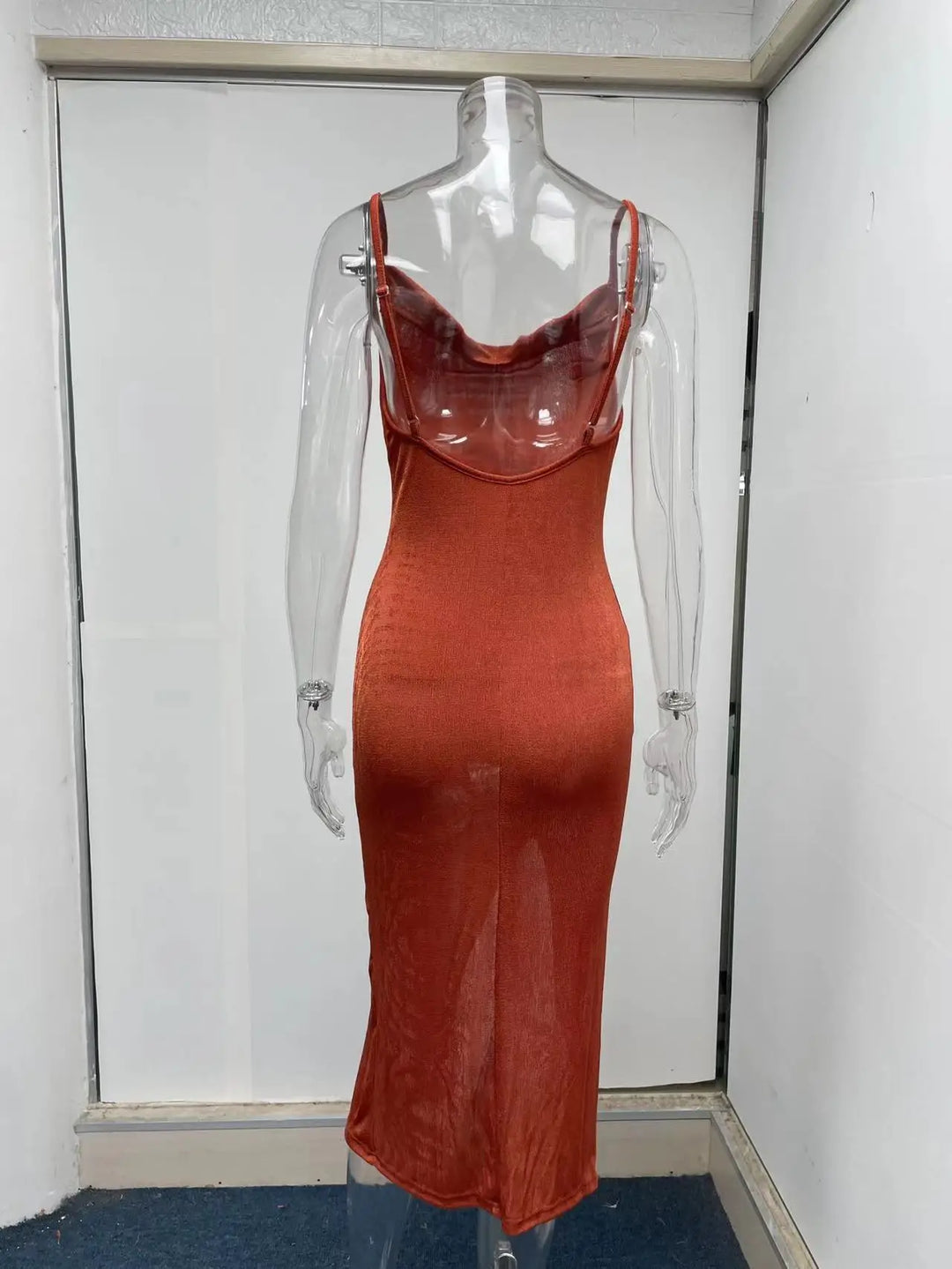 Summer midi knitted dress with slit decoration - Smile