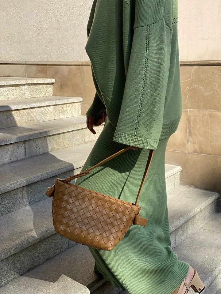 Loose two-piece knitted set maxi skirt and top - Shilav