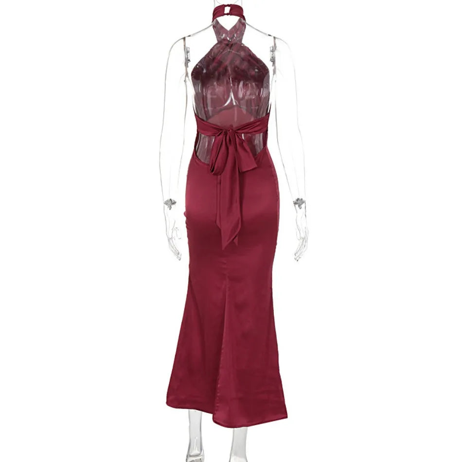 Elegant Maxi Dress with Cross Design and Open Back - Rachel