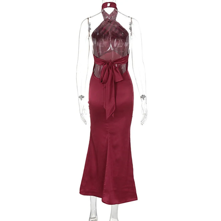 Elegant Maxi Dress with Cross Design and Open Back - Rachel