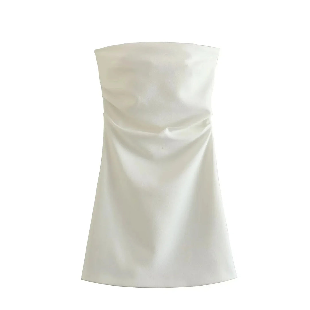 Strapless Mini Dress with Ruched Design - Bonnie