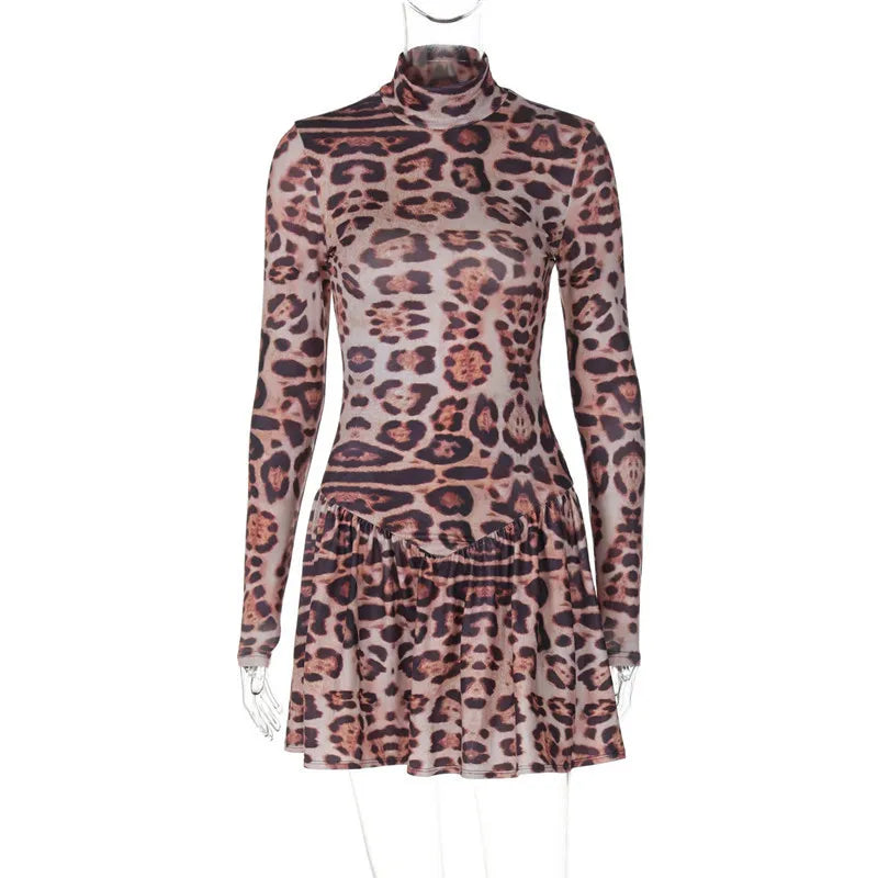 Leopard print ruffled mini dress - Sisi