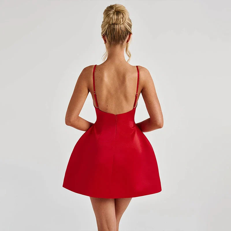 A-line Satin Mini Dress - Juniper