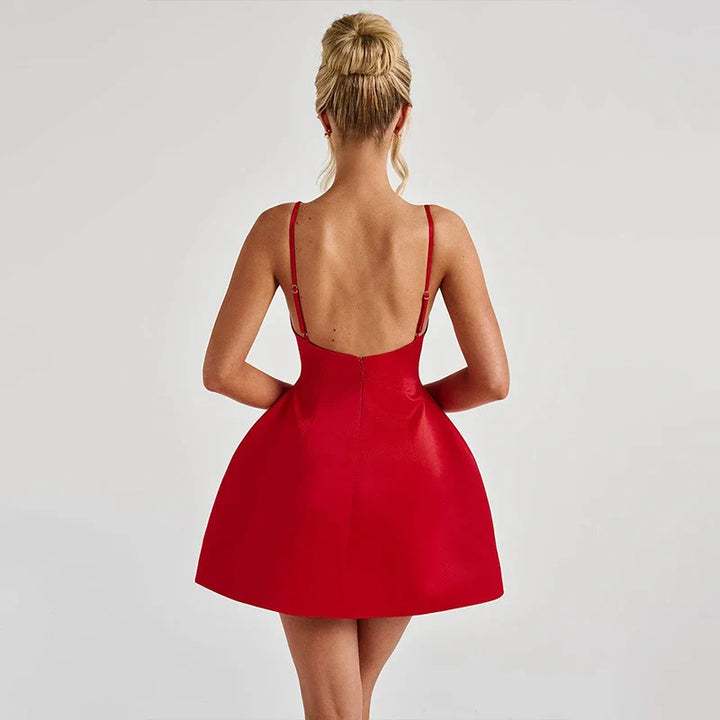 A-line Satin Mini Dress - Juniper