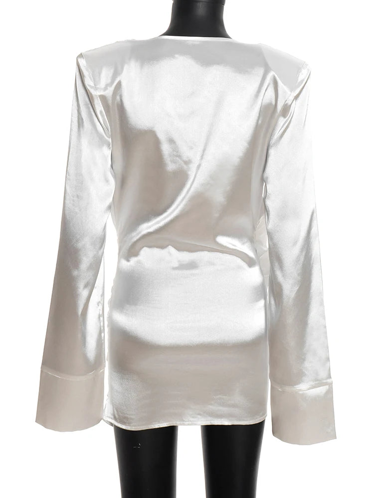 Satin Mini Dress with Pleats - Roxana