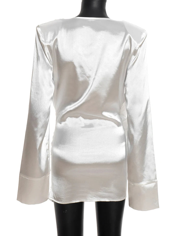 Satin Mini Dress with Pleats - Roxana