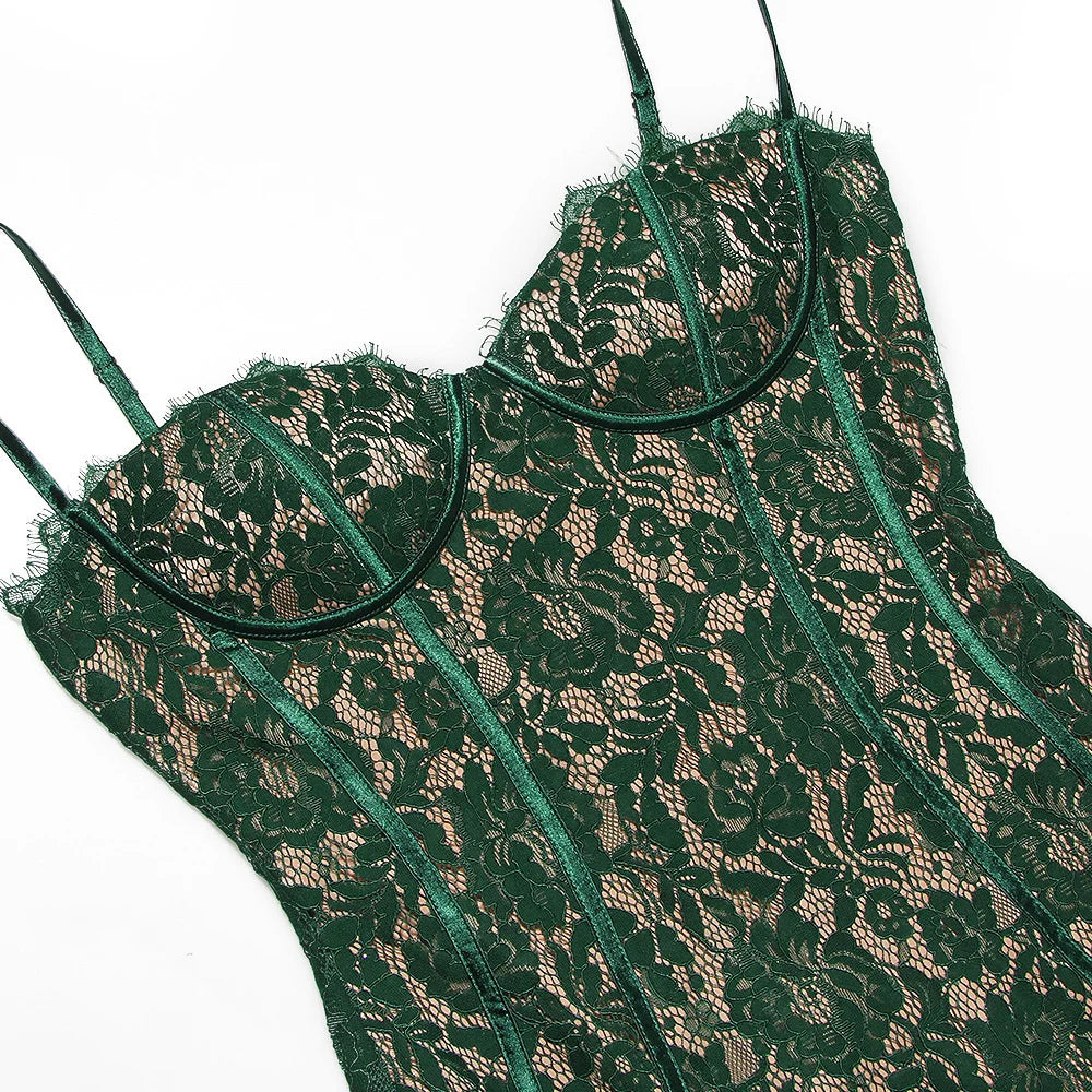 Fitted Lace Midi Dress - Barbara
