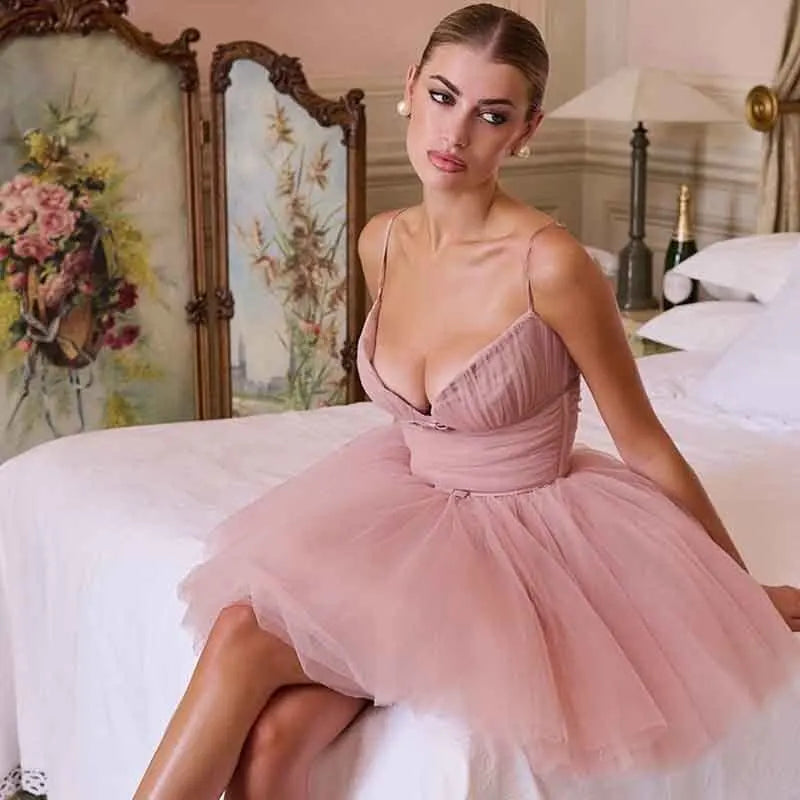 Ballerina mini dress with tulle design in A-line cut - Alicia