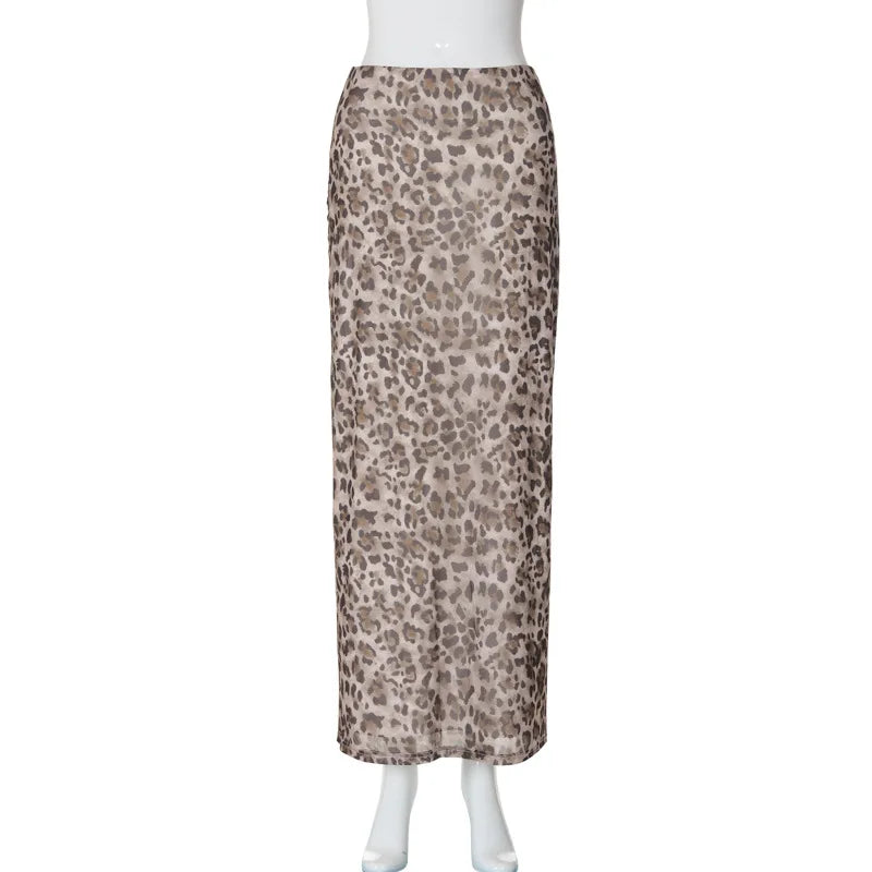 Leopard Print Chiffon Maxi Skirt - Ritz