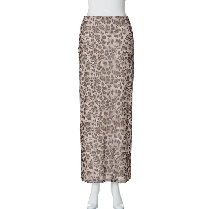 Leopard Print Chiffon Maxi Skirt - Ritz