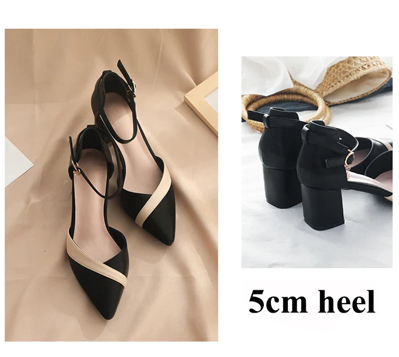 Faux Leather High Heels with Buckle Closure - Aryeh