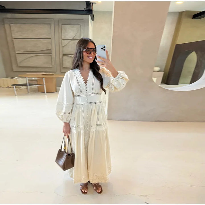 Maxi dress with ruffles and button decoration - Raya