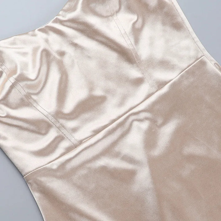 Mini Strapless Satin Ruffle Dress with Asymmetric Design - Lolita