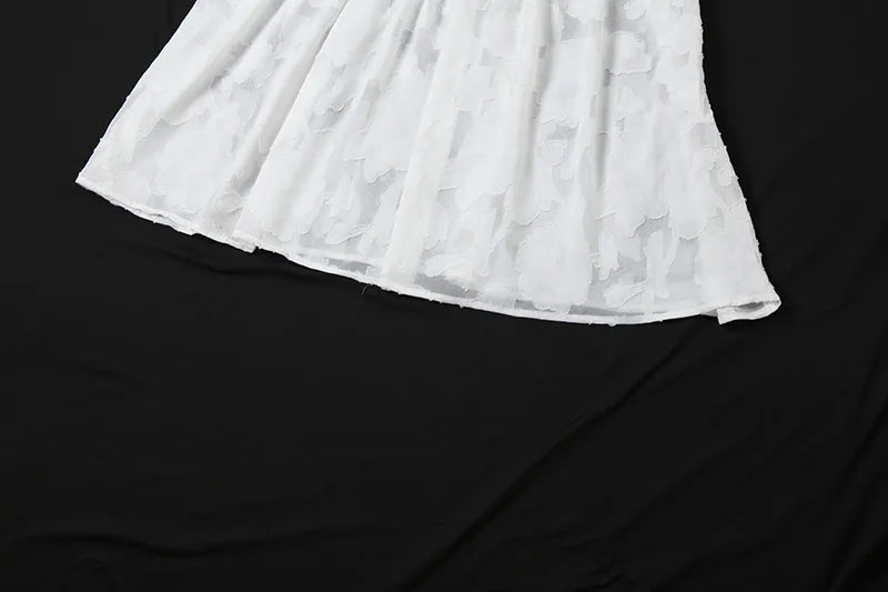 A-Line Mini Dress with Spaghetti Straps and Leaf and Flower Embroidery - Shila