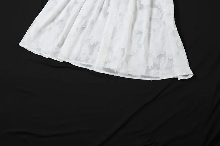 A-Line Mini Dress with Spaghetti Straps and Leaf and Flower Embroidery - Shila