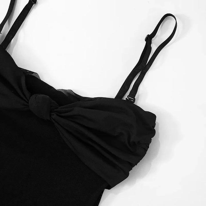 Maxi Dress with Removable Straps, Ruched and Mesh Design - Blair