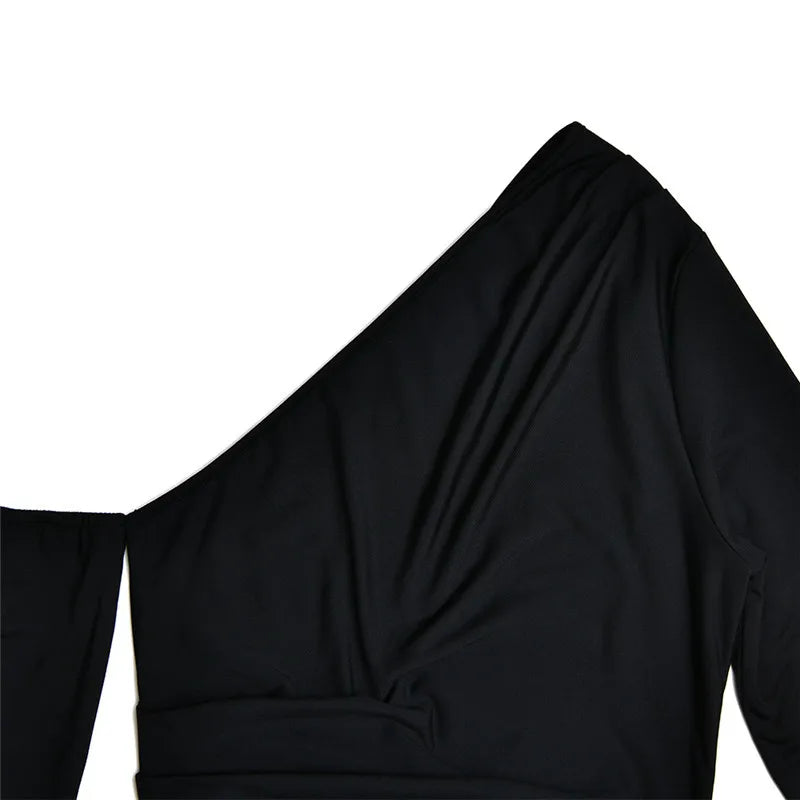 Ruffled maxi dress with shoulder slit and off-shoulder design - Melania