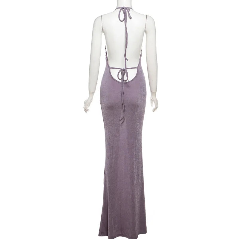 Maxi Dress with Open Back and Unique Design - Amalia