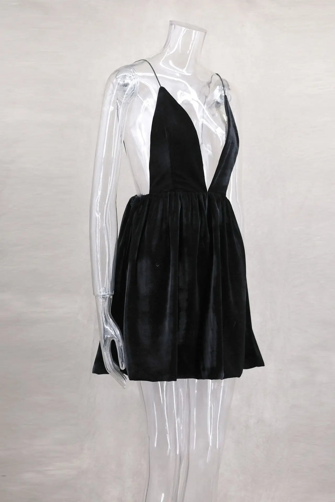 Velvet Mini Balloon Dress with Open Back - Myla