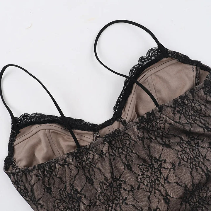 Lace corset top with lace sleeve decoration - Mila