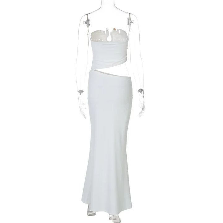 Maxi strapless dress with cut style and buckle detail - Tai