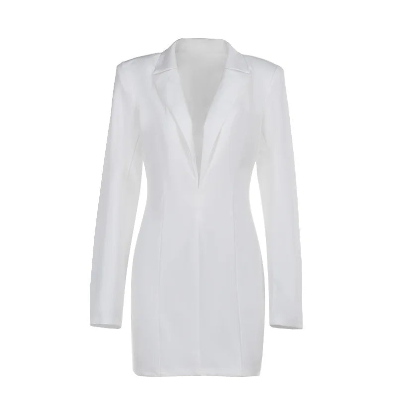 Tailored mini dress with deep V neckline - Hailey