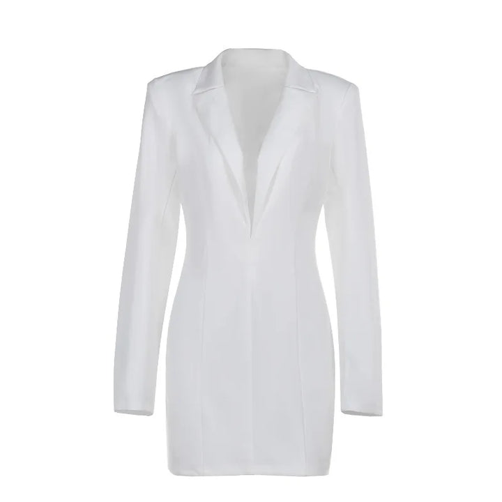 Tailored mini dress with deep V neckline - Hailey