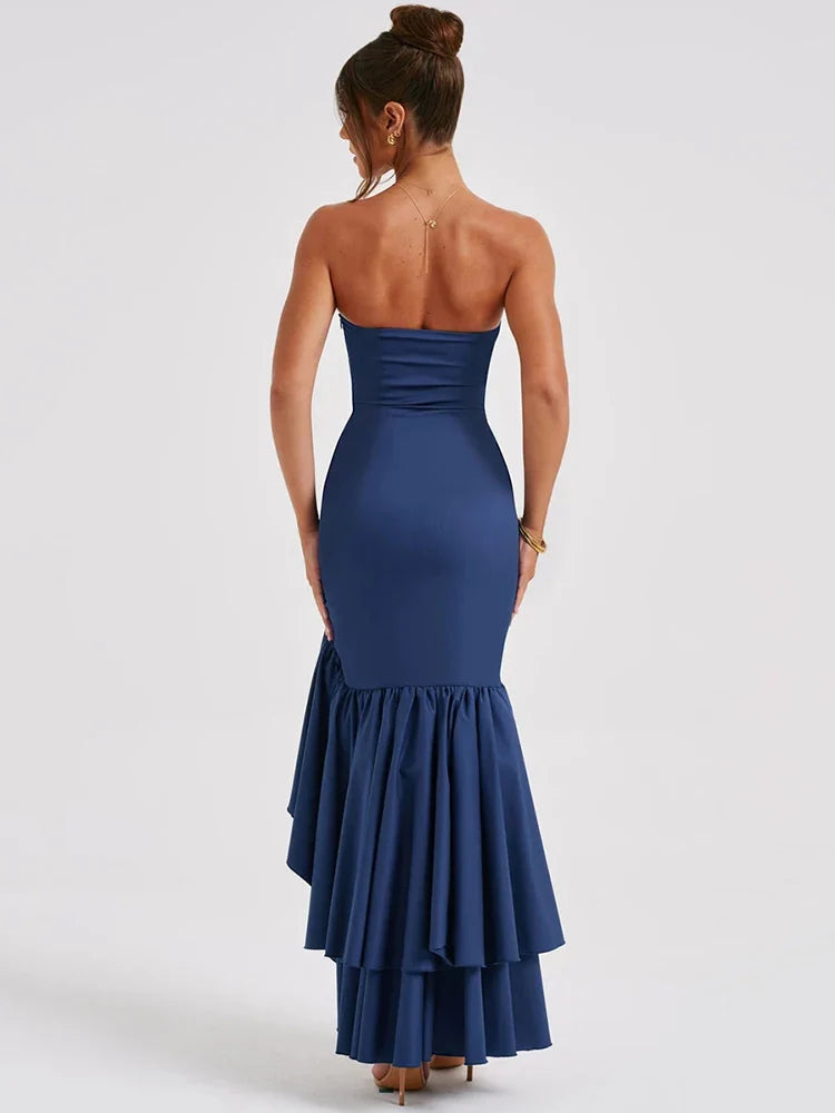 Maxi strapless ruffled dress with slit design - Rita