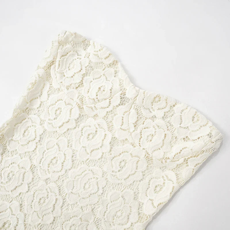 Strapless Lace Mini Dress with Ruffle - Cecelia