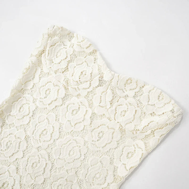 Strapless Lace Mini Dress with Ruffle - Cecelia