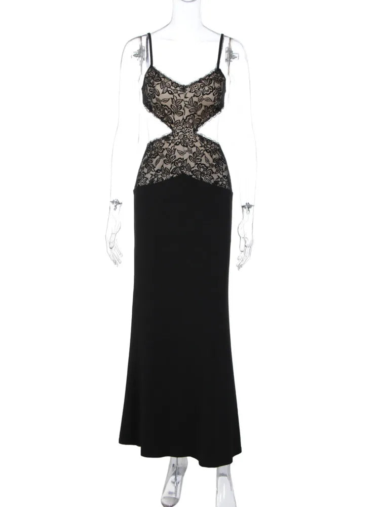 Maxi Dress with Lace Design and Open Back - EMMA