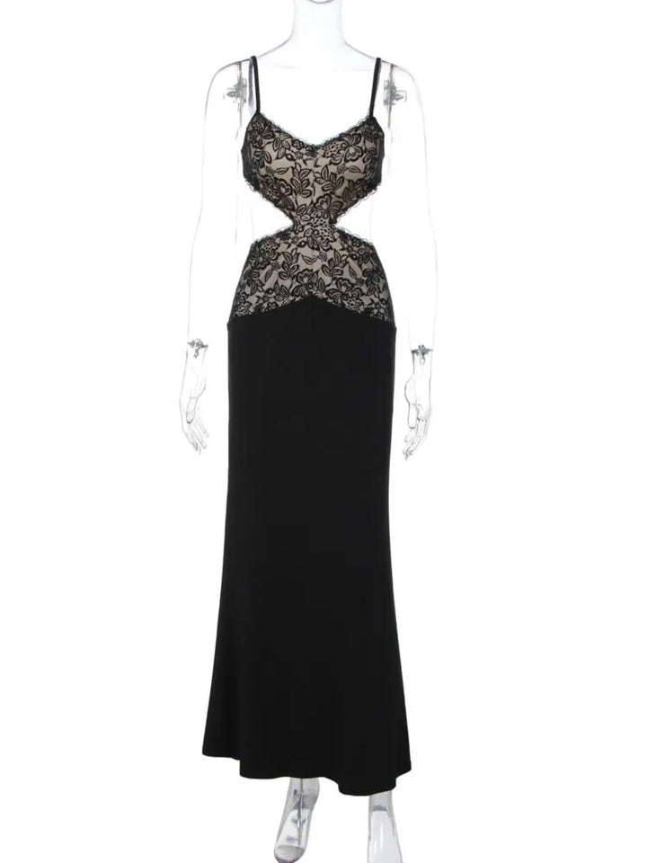 Maxi Dress with Lace Design and Open Back - EMMA