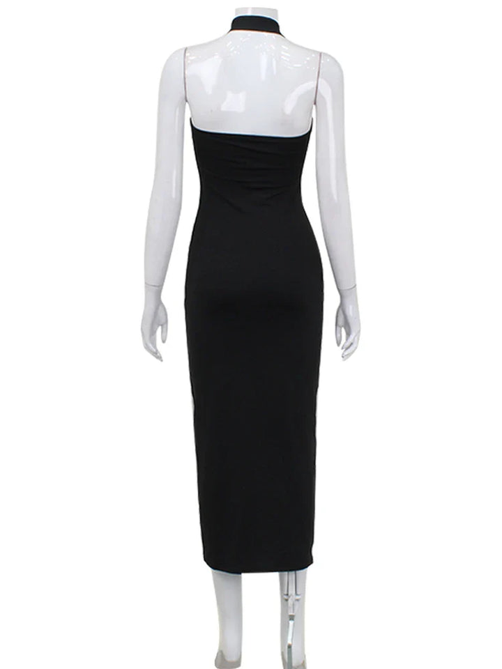 Fitted Maxi Dress with Cross Open Back Design - Sylvie