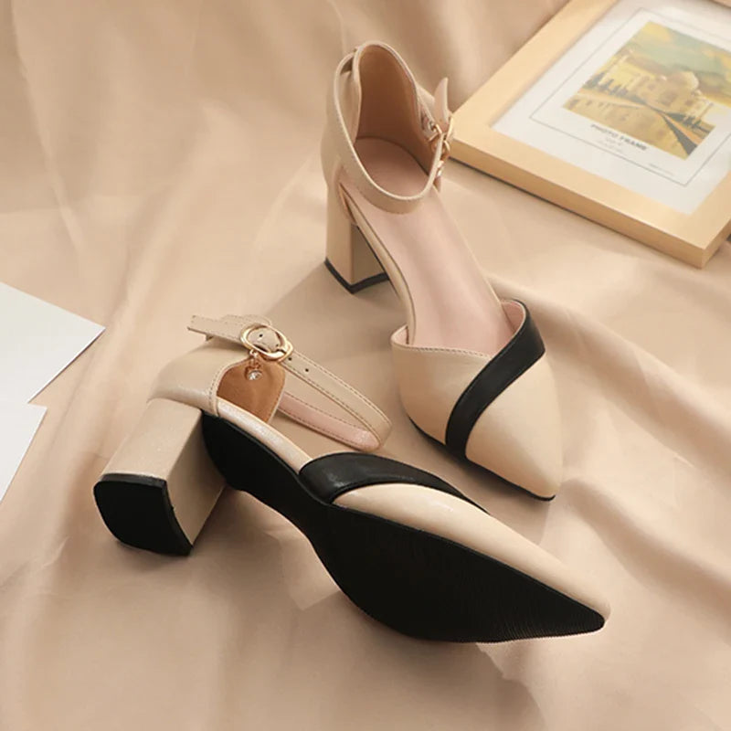 Faux Leather High Heels with Buckle Closure - Aryeh