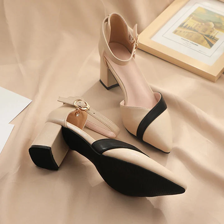Faux Leather High Heels with Buckle Closure - Aryeh
