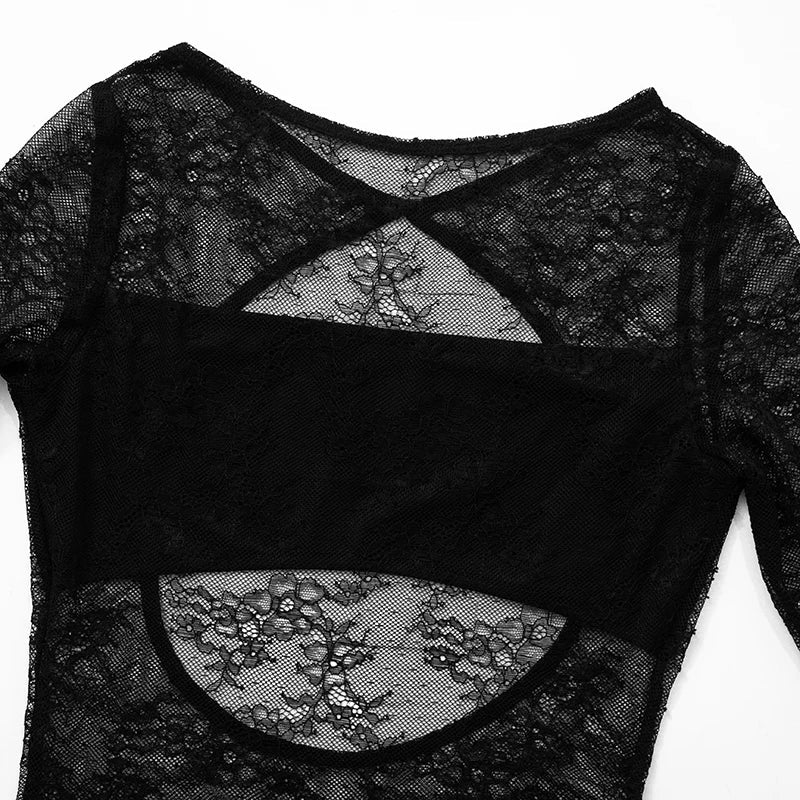 Mini lace dress with open back and pleated design - Tevel Or