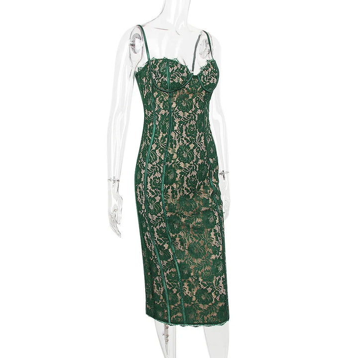 Fitted Lace Midi Dress - Barbara