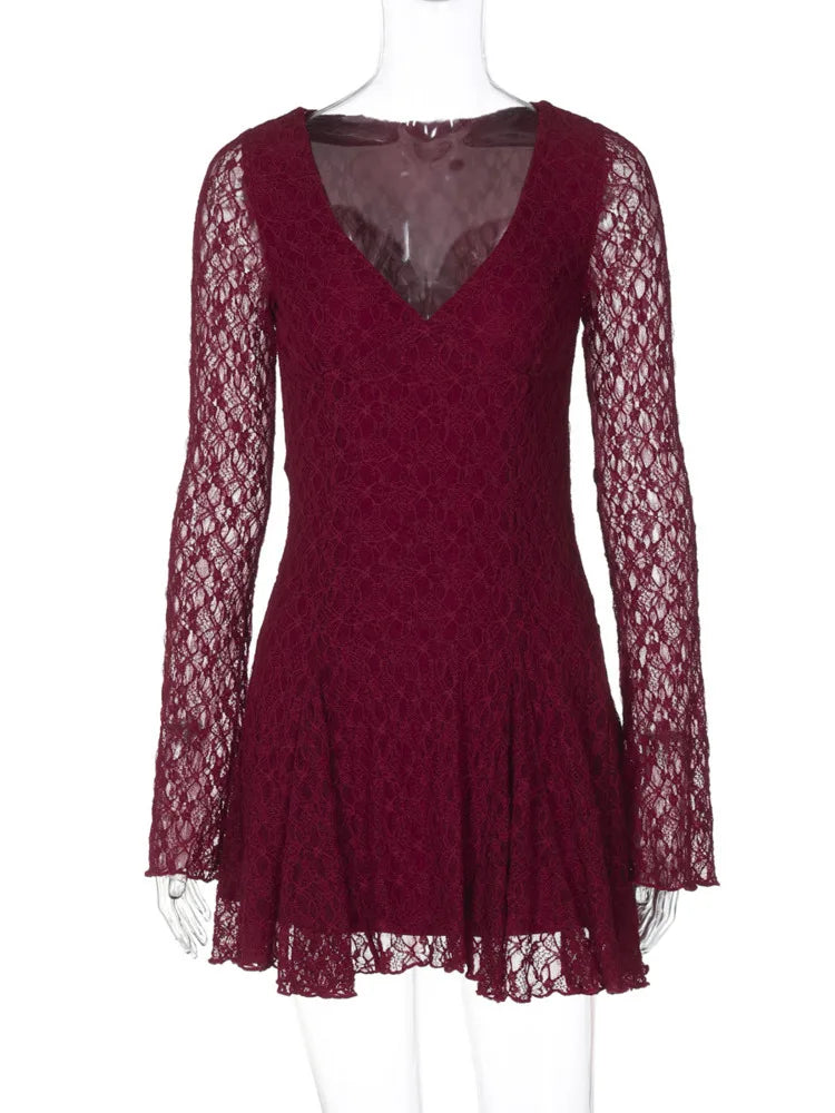 Ruffled Lace Mini Dress - Galina